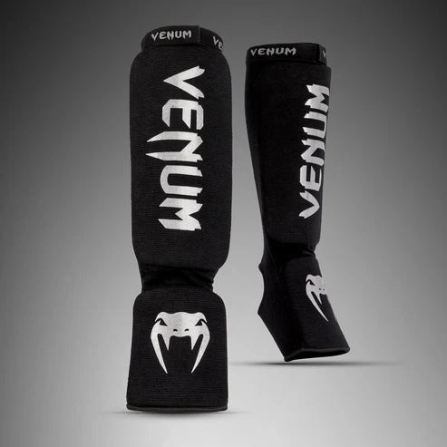 Espinilleras Venum Kontact - Negro/Plata