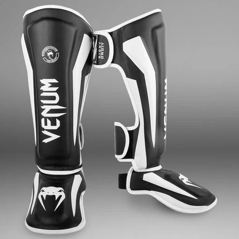 Espinilleras Venum Elite  - Negro/Blanco